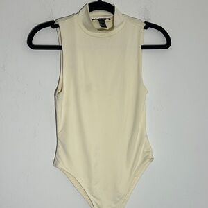 Forever 21 High-Neck Cream Bodysuit